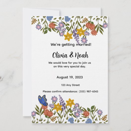 Colorful Floral Wedding Invitation Kaart (Voorkant)