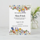 Colorful Floral Wedding Invitation Kaart (Staand voorkant)