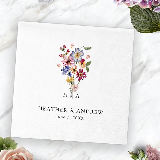 Colorful Floral Wedding Paper Napkin Servet