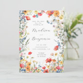 Colorful Floral Wedding Photo Save the Date Kaart (Staand voorkant)