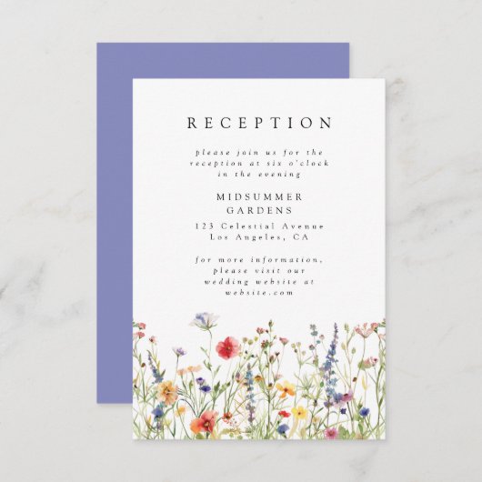 Colorful Floral Wedding Reception Enclosure Card Informatiekaartje (Voorkant / Achterkant)