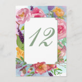Colorful Floral Wedding Reception Table Number Informatiekaartje (Achterkant)