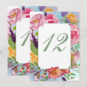 Colorful Floral Wedding Reception Table Number Informatiekaartje (Voorkant / Achterkant)