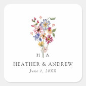 Colorful Floral Wedding Sticker (Voorkant)