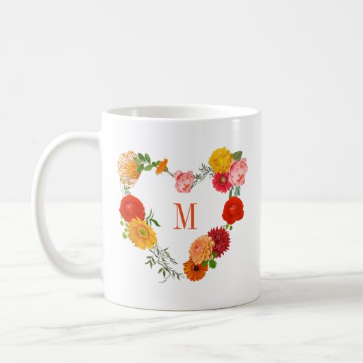 Colorful Floral Wreath Koffiemok (Links)