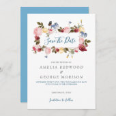 Colorful Floral Wreath Save The Date (Voorkant / Achterkant)