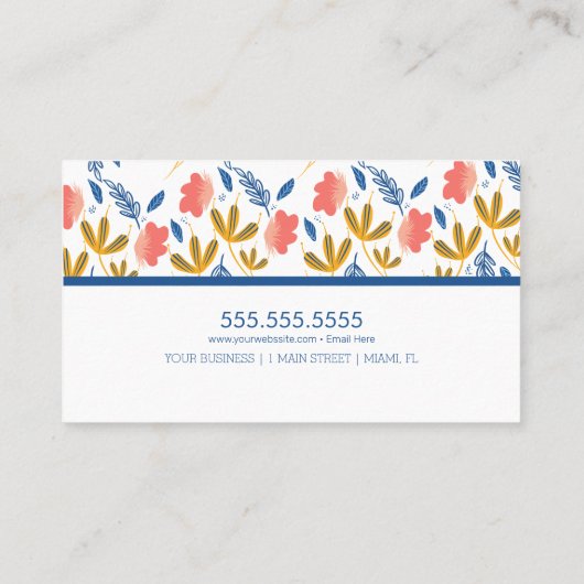 Colorful Florals Greenery Garden Pattern Visitekaartje (Achterkant)