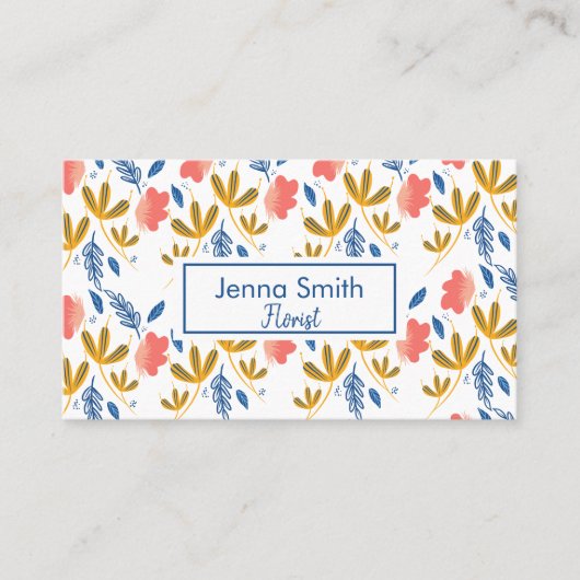 Colorful Florals Greenery Garden Pattern Visitekaartje (Voorkant)