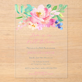 Colorful Florals Love In Full Bloom Bridal Shower Acryl Uitnodigingen