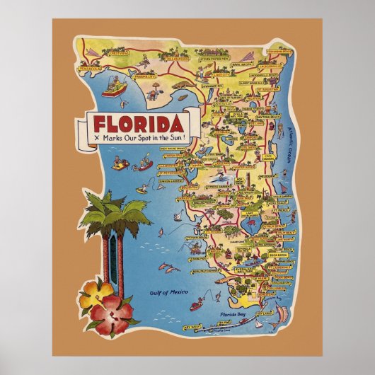 Colorful Florida Map Poster (Voorkant)