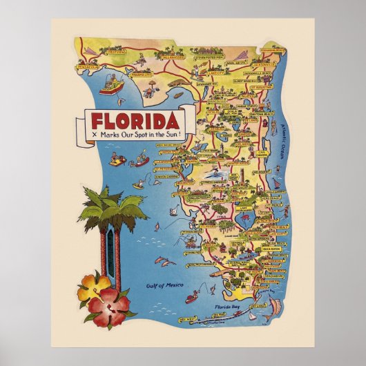 Colorful Florida Map Poster (Voorkant)