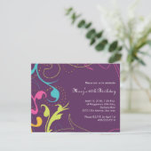 Colorful Flourishes Invitation - small plum Kaart (Staand voorkant)