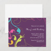 Colorful Flourishes Invitation - small plum Kaart (Voorkant / Achterkant)