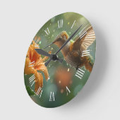 Colorful Flower and Elegant Hummingbird Ronde Klok (Hoek)