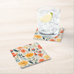 Colorful Flower Art Kartonnen Onderzetters