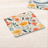 Colorful Flower Art Kartonnen Onderzetters (Schuin)