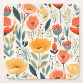 Colorful Flower Art Kartonnen Onderzetters (Voorkant)