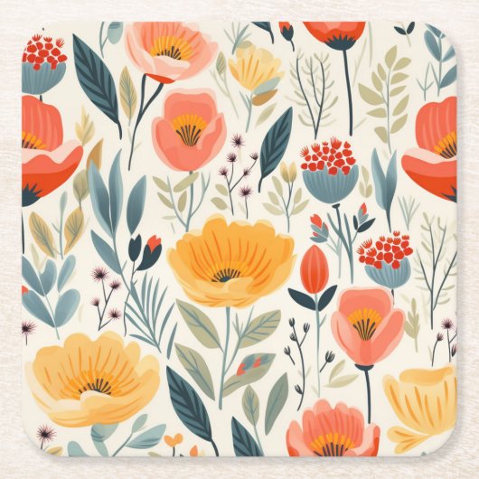 Colorful Flower Art Kartonnen Onderzetters (Voorkant)