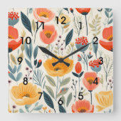 Colorful Flower Art Vierkante Klok (Voorkant)