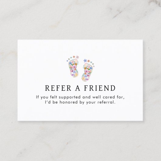 Colorful Flower Baby Footprint Logo White Aanbevelingskaartje (Voorkant)