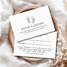 Colorful Flower Baby Footprint Logo White Aanbevelingskaartje