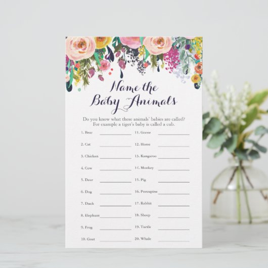 Colorful Flower Baby shower Baby-naam (Staand voorkant)