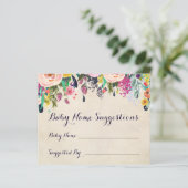 Colorful Flower Baby shower Name Suggestie Kaarten (Staand voorkant)