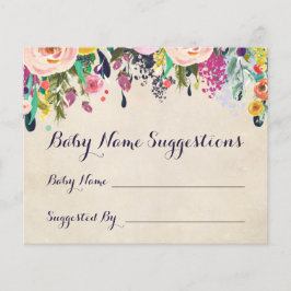 Colorful Flower Baby shower Name Suggestie Kaarten