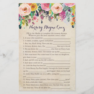 Colorful Flower Baby shower Nursery Rhyme Quiz