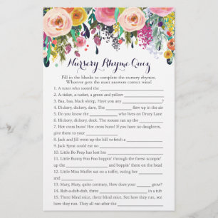 Colorful Flower Baby shower Nursery Rhyme Quiz