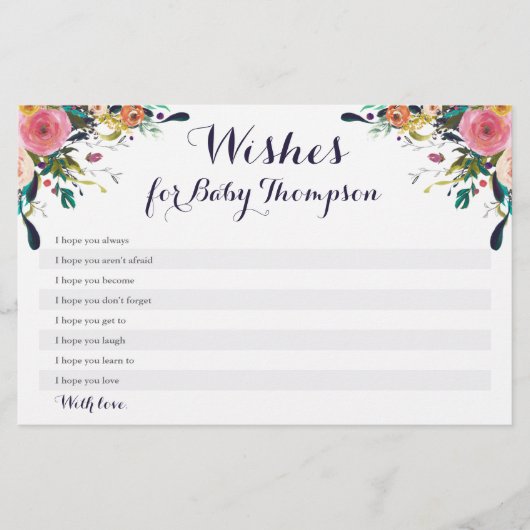 Colorful Flower Baby shower Wwant for Baby Kaart (Voorkant)