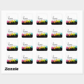 Colorful Flower Black & White Birthday Calligraphy Vierkante Sticker (Vel)