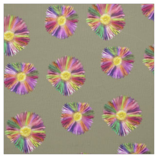 Colorful Flower Boho Floral Chic Khaki Green Stof