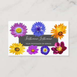Colorful flower bouquet elegant blossom business visitekaartje
