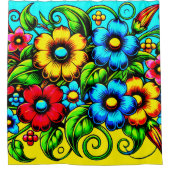 Colorful Flower Design Douchegordijn (Voorkant)