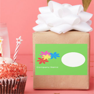 COLORFUL FLOWER GREEN BLUE PINK RED NAME GIFT LABE RECHTHOEKIGE STICKER