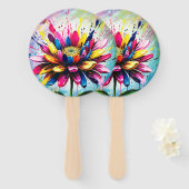 Colorful Flower Handwaaier (Voorkant en achterkant)