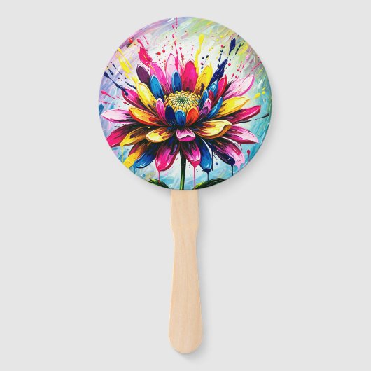 Colorful Flower Handwaaier (Voorkant)