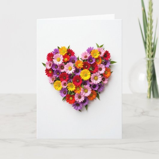 Colorful Flower Heart Love Card Kaart (Voorkant)