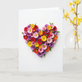 Colorful Flower Heart Love Card Kaart (Gele Bloem)