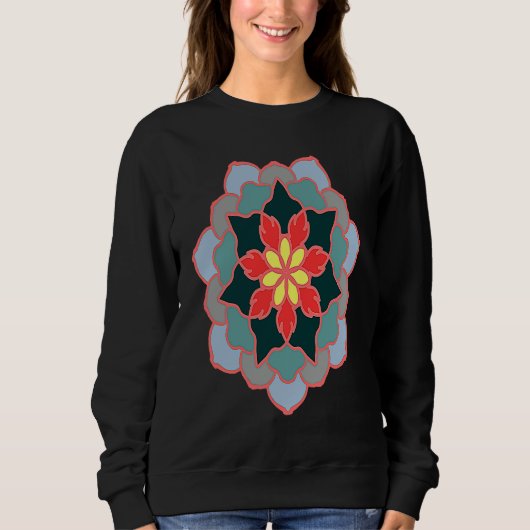 Colorful flower mandala flower emblem trui (Voorkant)