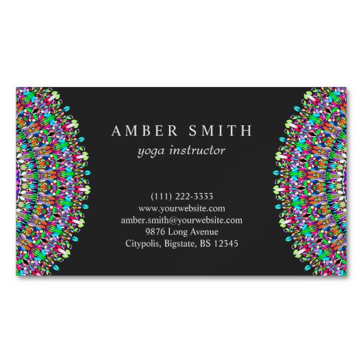 Colorful Flower Mandala Magnetisch Visitekaartje (Voorkant)