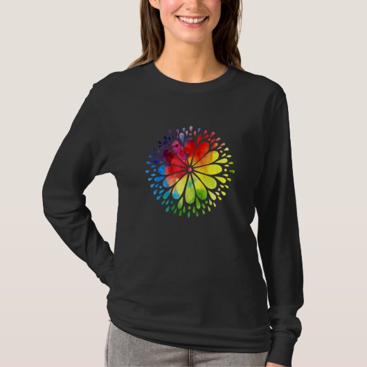 Colorful Flower Mandala T-shirt (Voorkant)