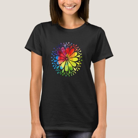 Colorful Flower Mandala T-shirt (Voorkant)
