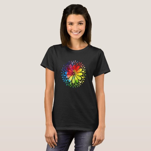 Colorful Flower Mandala T-shirt (Voorkant volledig)