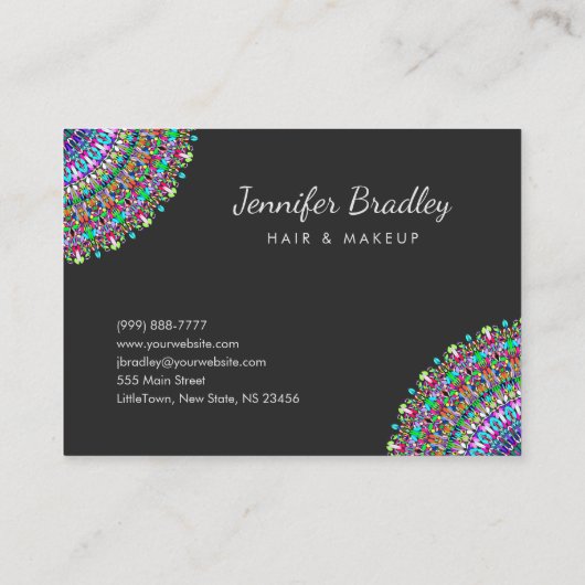 Colorful Flower Mandala Visitekaartje (Achterkant)