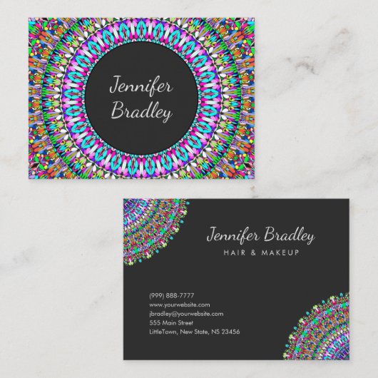 Colorful Flower Mandala Visitekaartje (Voorkant / Achterkant)