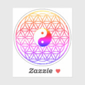 Colorful Flower of life, bange geometrie, yin Yang Sticker (Vel)