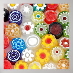 Colorful Flower Party. Grote Art-afdrukken op Canv Poster