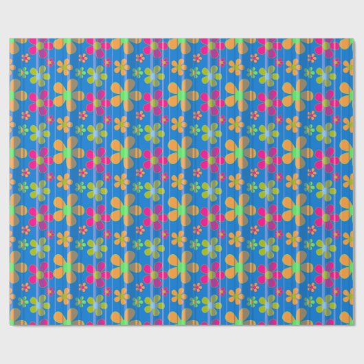 Colorful Flower Pattern Cadeaupapier (Vlak)